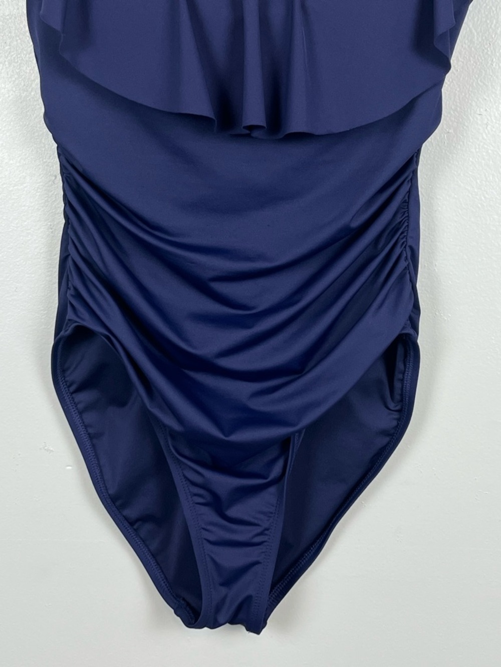 La Blanca blue Island Goddess Off Shoulder Ruffle One Piece swimsuit, US 10. - Picture 5 of 12